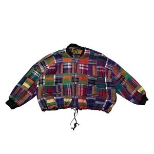 Vintage Foxrun Wool Patchwork Plaid Bomber Jacket Women’s Sz M